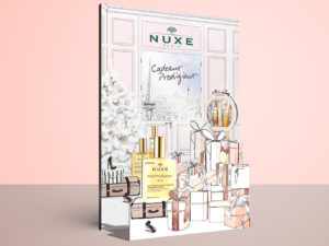 Illustration Nuxe Cosmetics Produktaufsteller