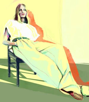 Fashion Illustration Frau auf Stuhl