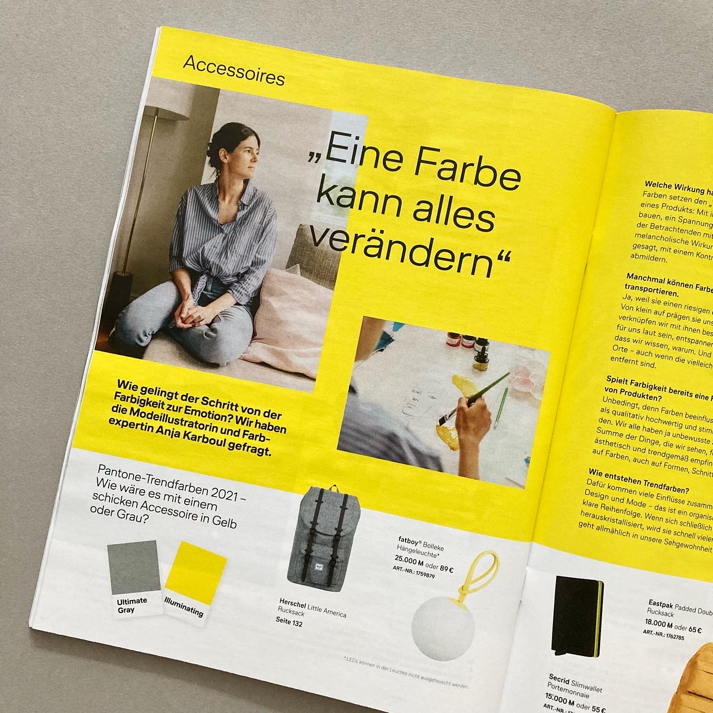 Interview mit Lufthansa Worldshop Magazin Thema Pantonefarben